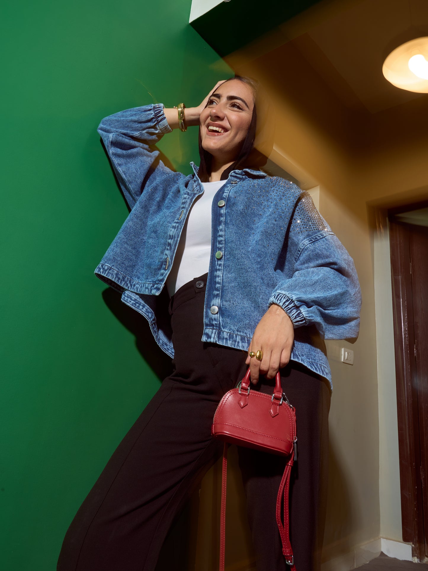 Bling denim oversized jacket