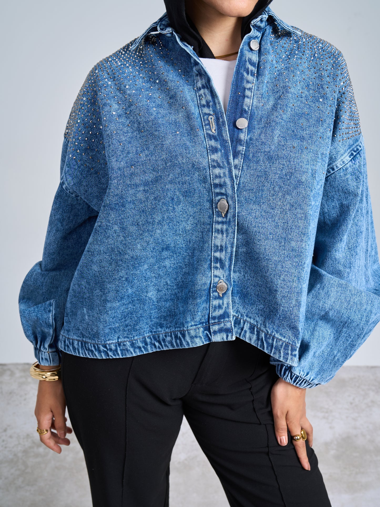 Bling denim oversized jacket