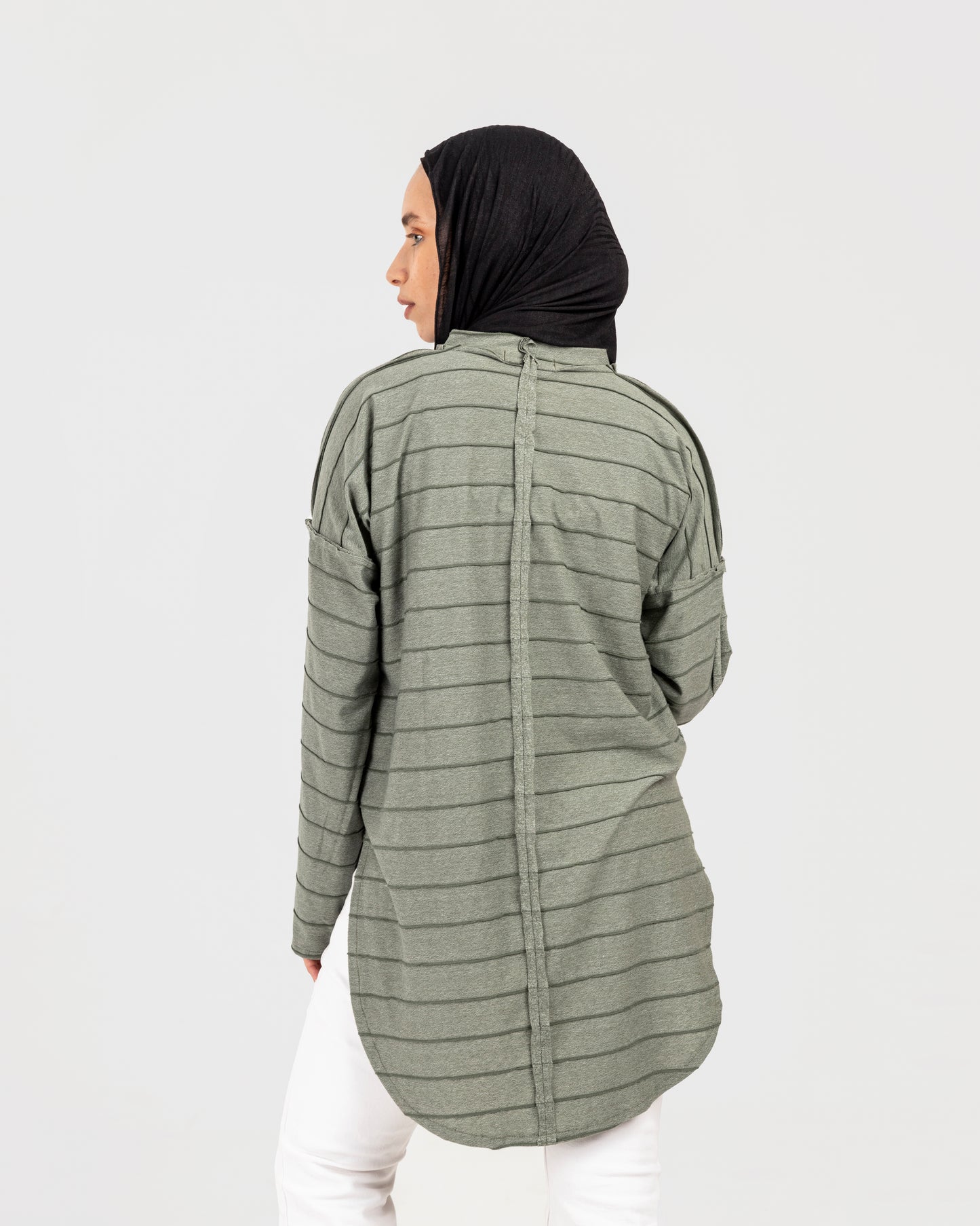 Olive Stripped Basic Top