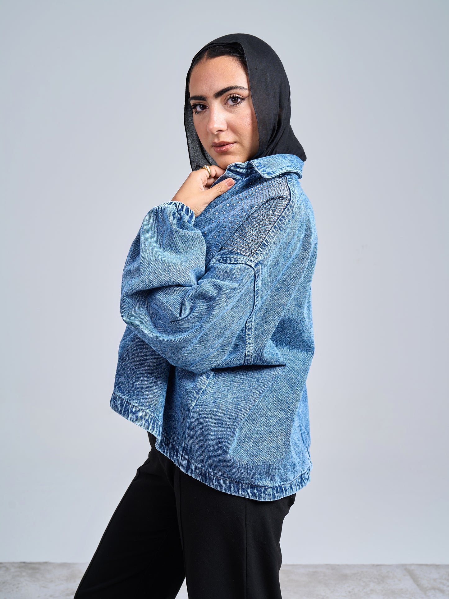 Bling denim oversized jacket