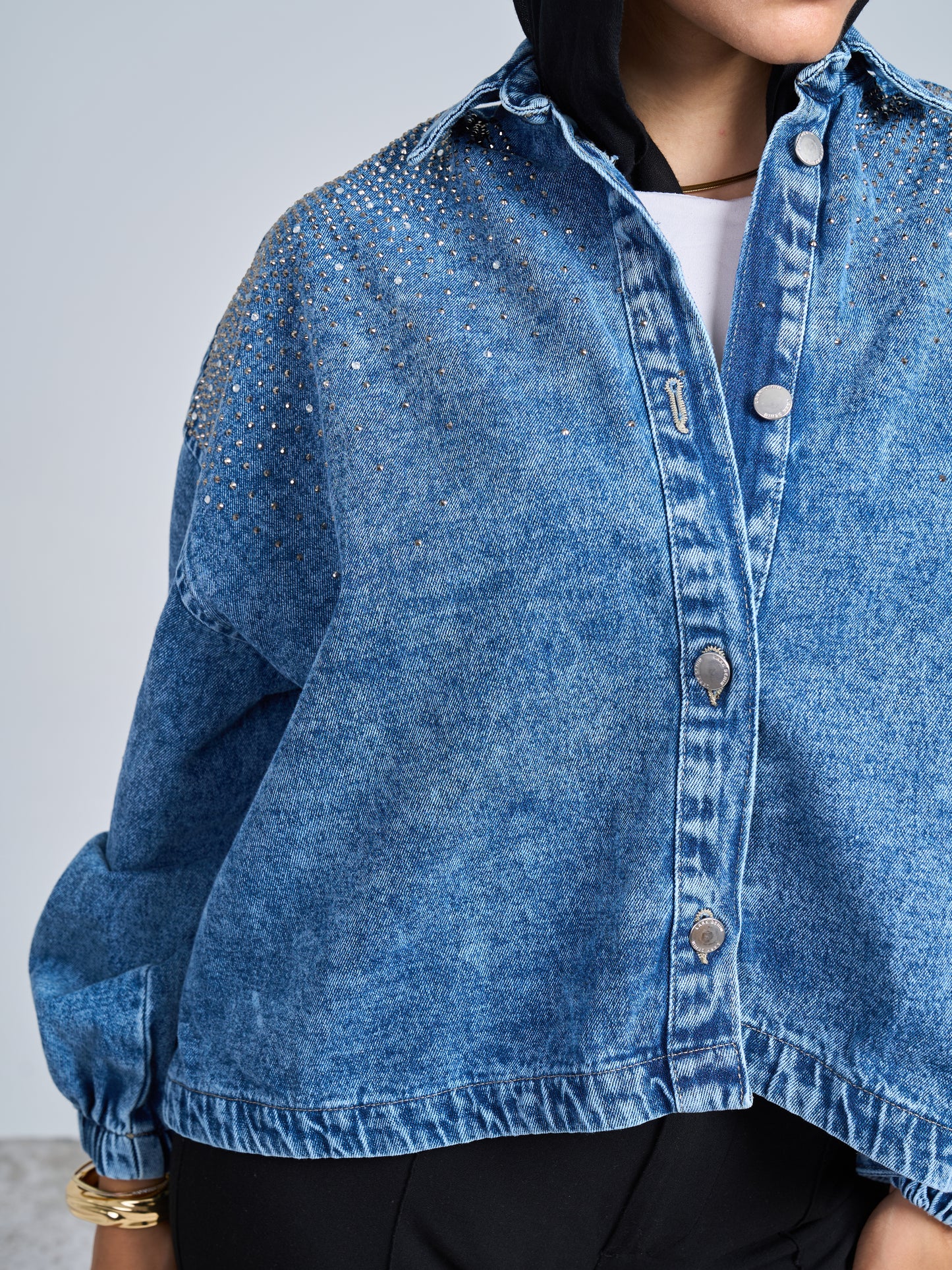 Bling denim oversized jacket