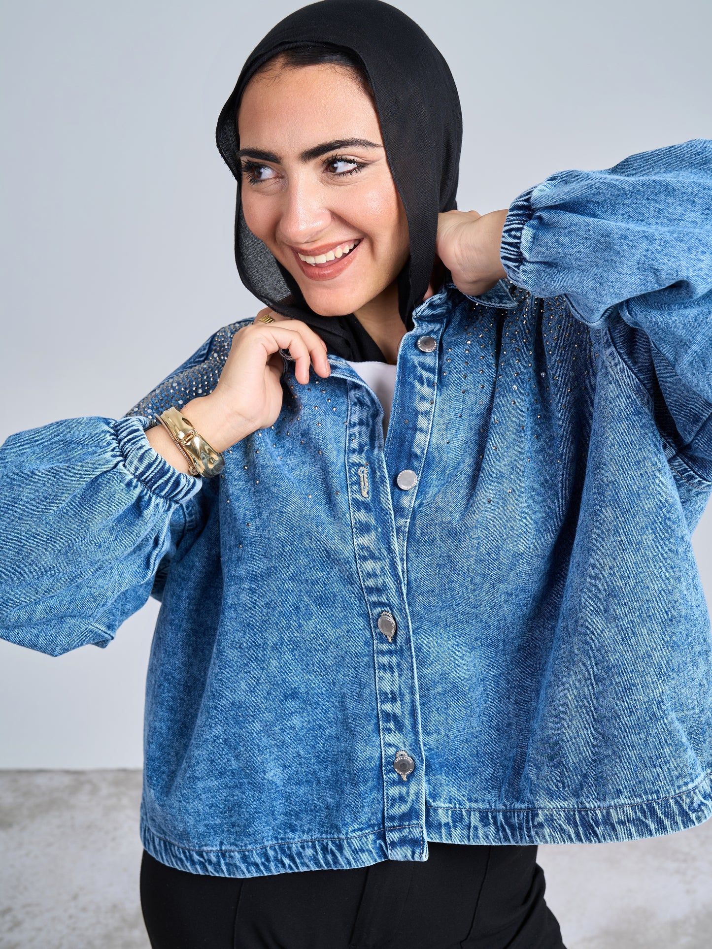 Bling denim oversized jacket