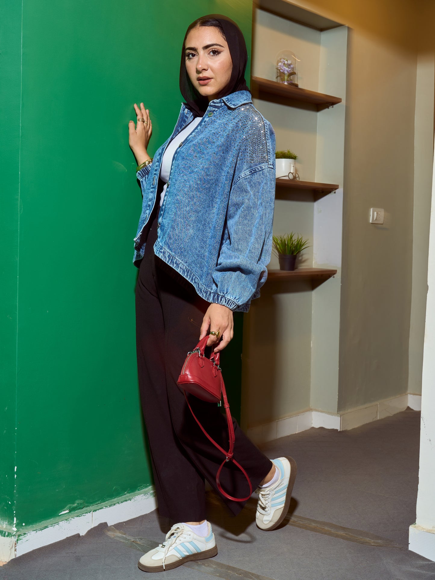 Bling denim oversized jacket