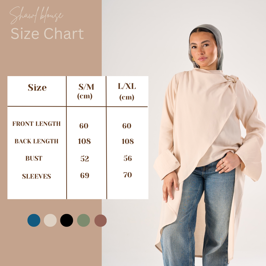 Shawl blouse in light olive