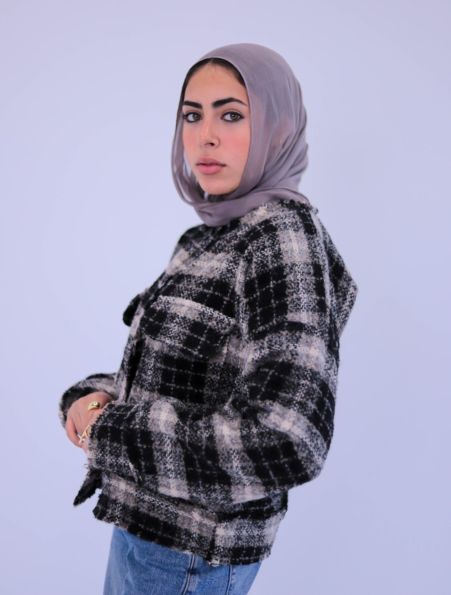 Cropped Fringes wool Jacket