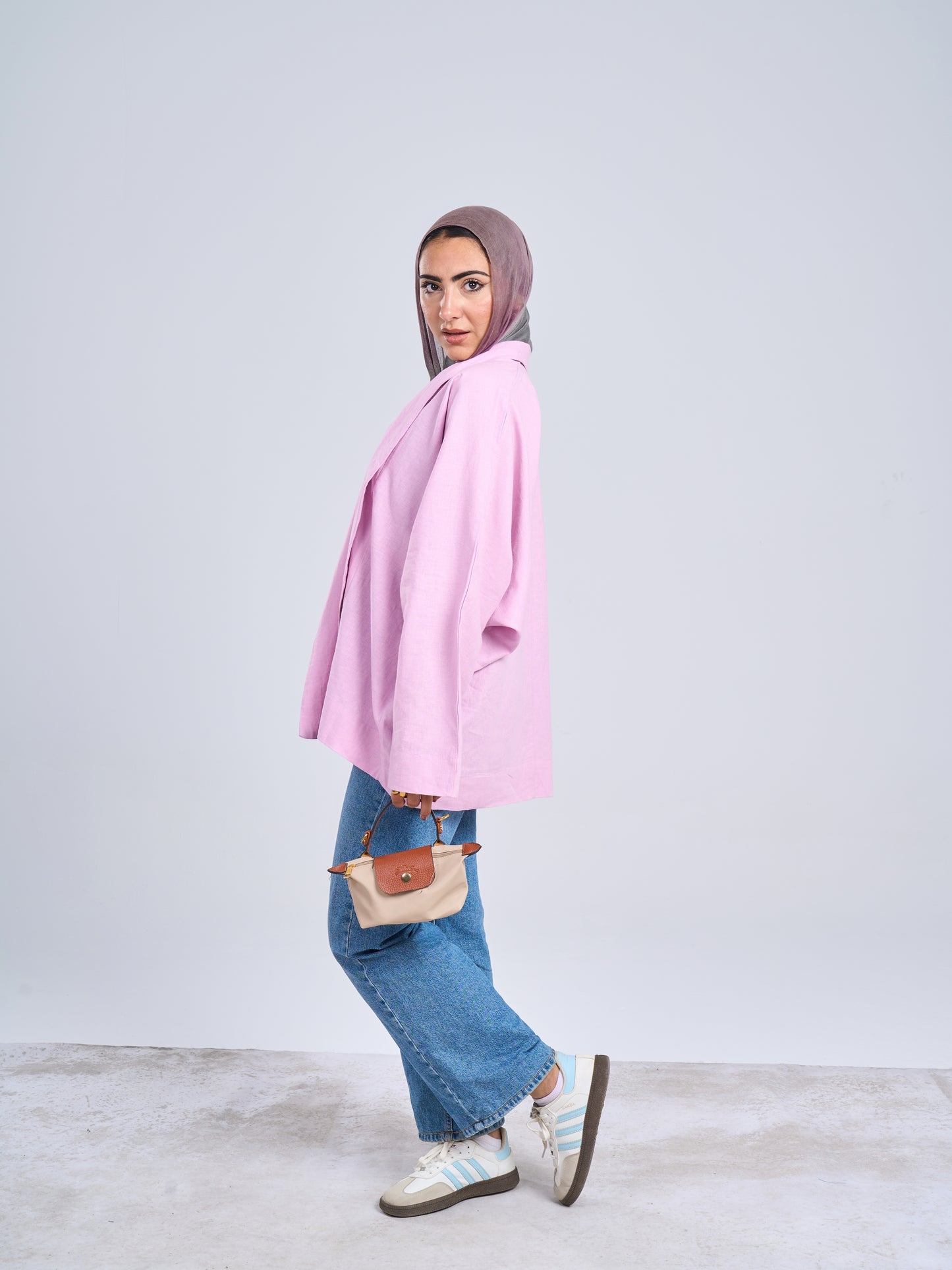 Linen blouse in lilac