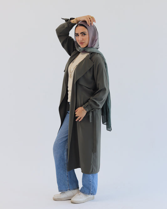 Summer trench coat in olive