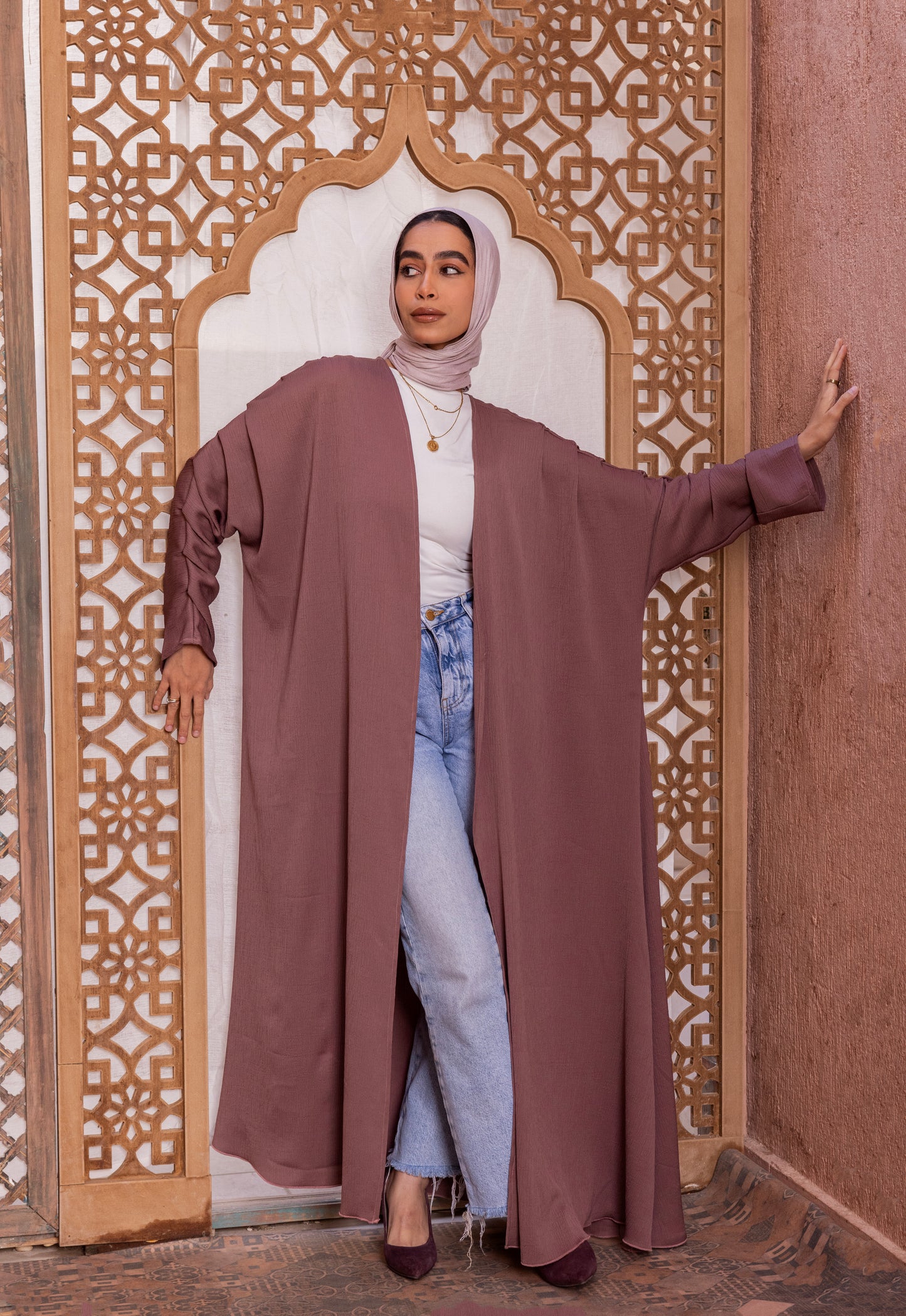 crinkled Abaya in cashmere