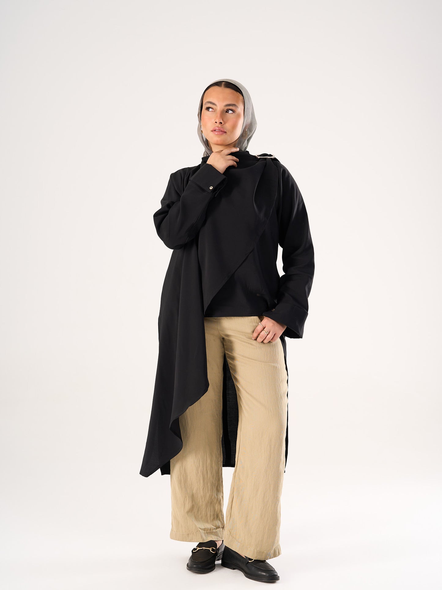 Shawl blouse in Black