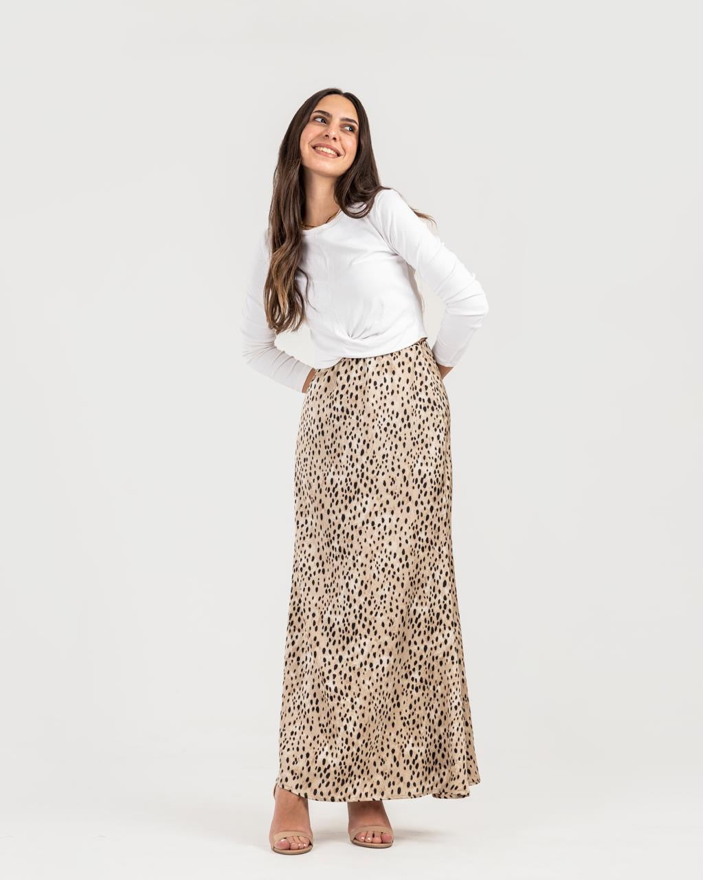 Leopard satin skirt