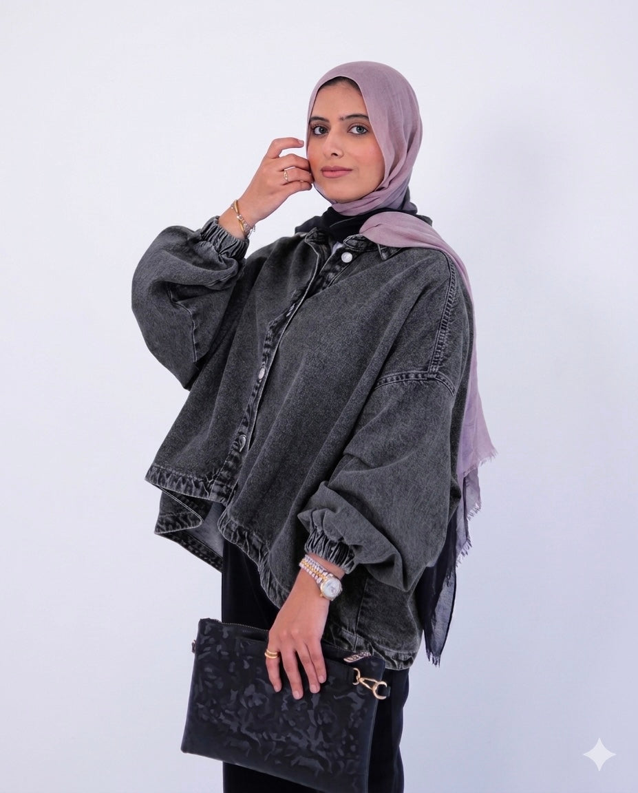 Plain oversized denim in grey