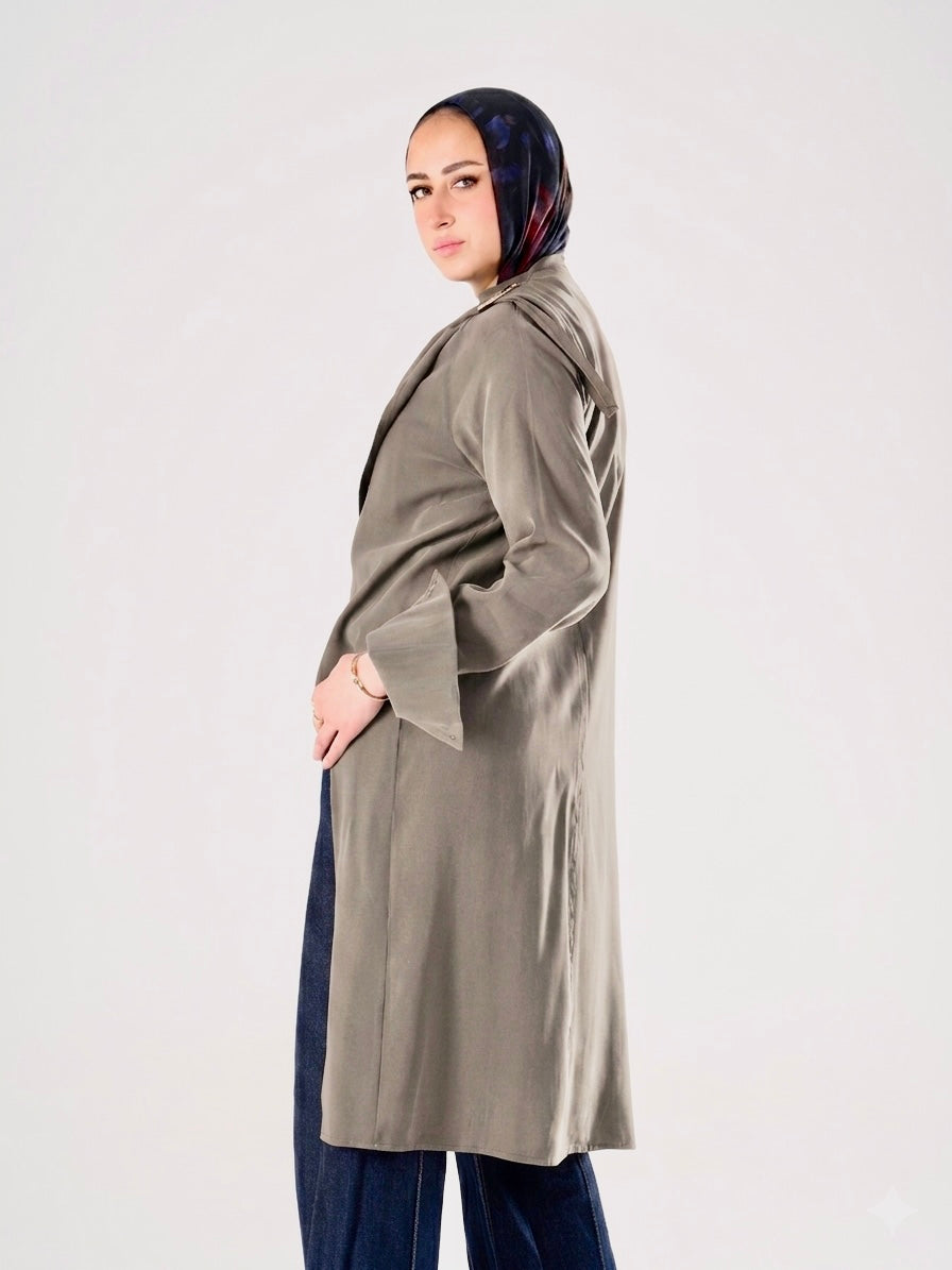 Shawl blouse in light olive