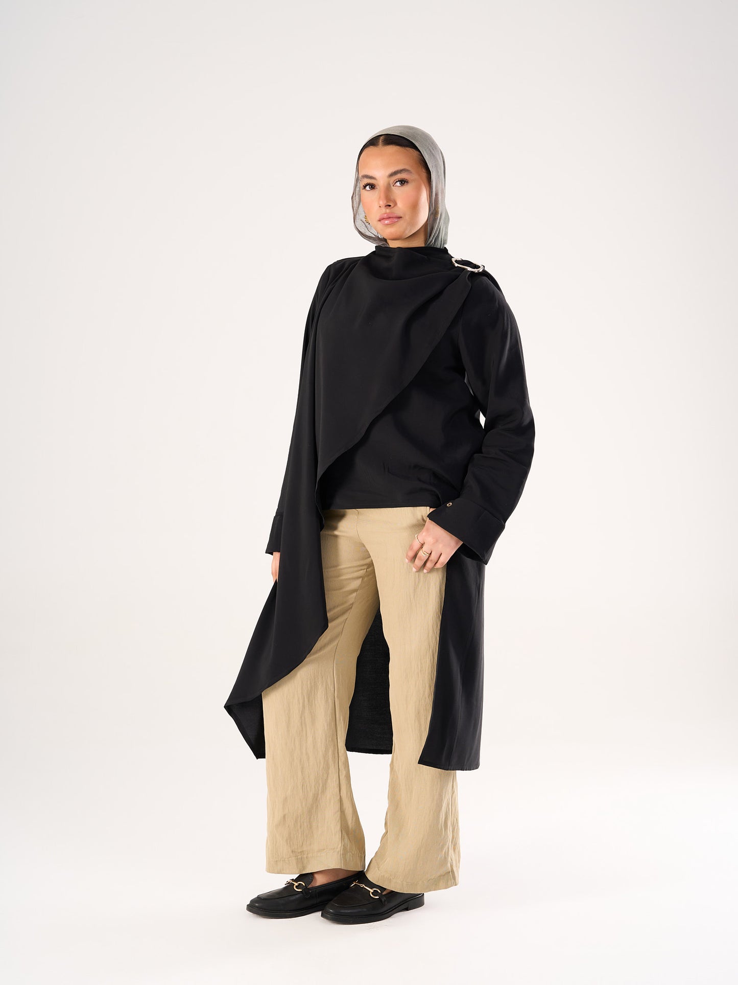 Shawl blouse in Black