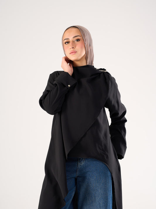 Shawl blouse in Black
