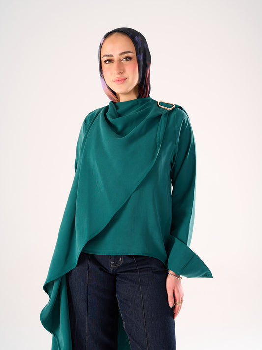 Shawl blouse in Dark Cyan