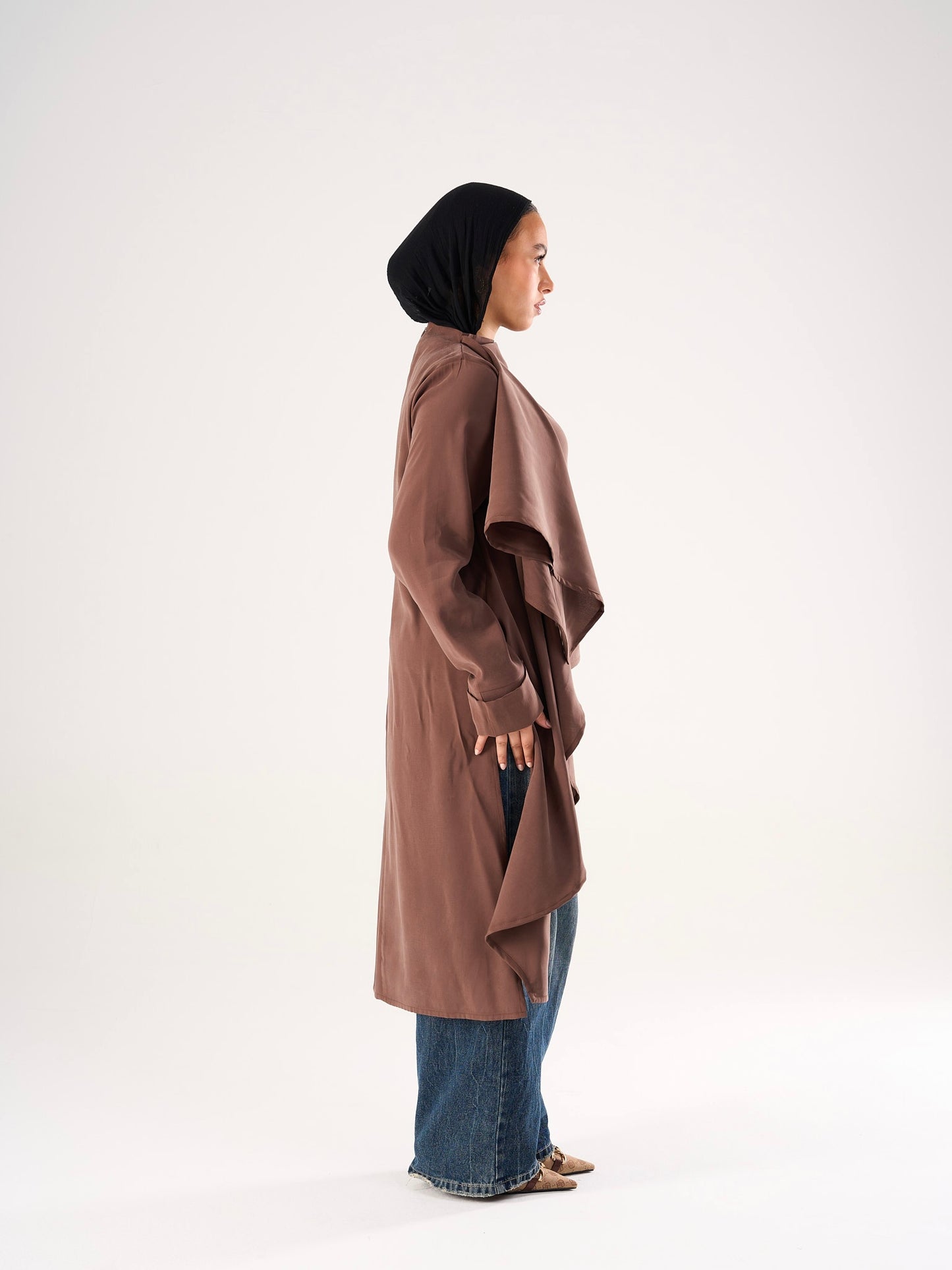 Shawl blouse in Brown
