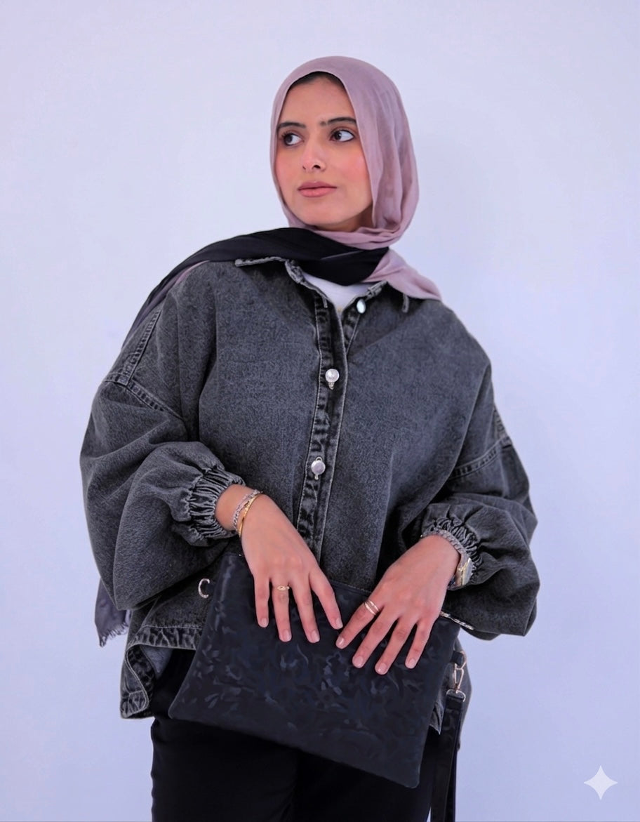 Plain oversized denim in grey