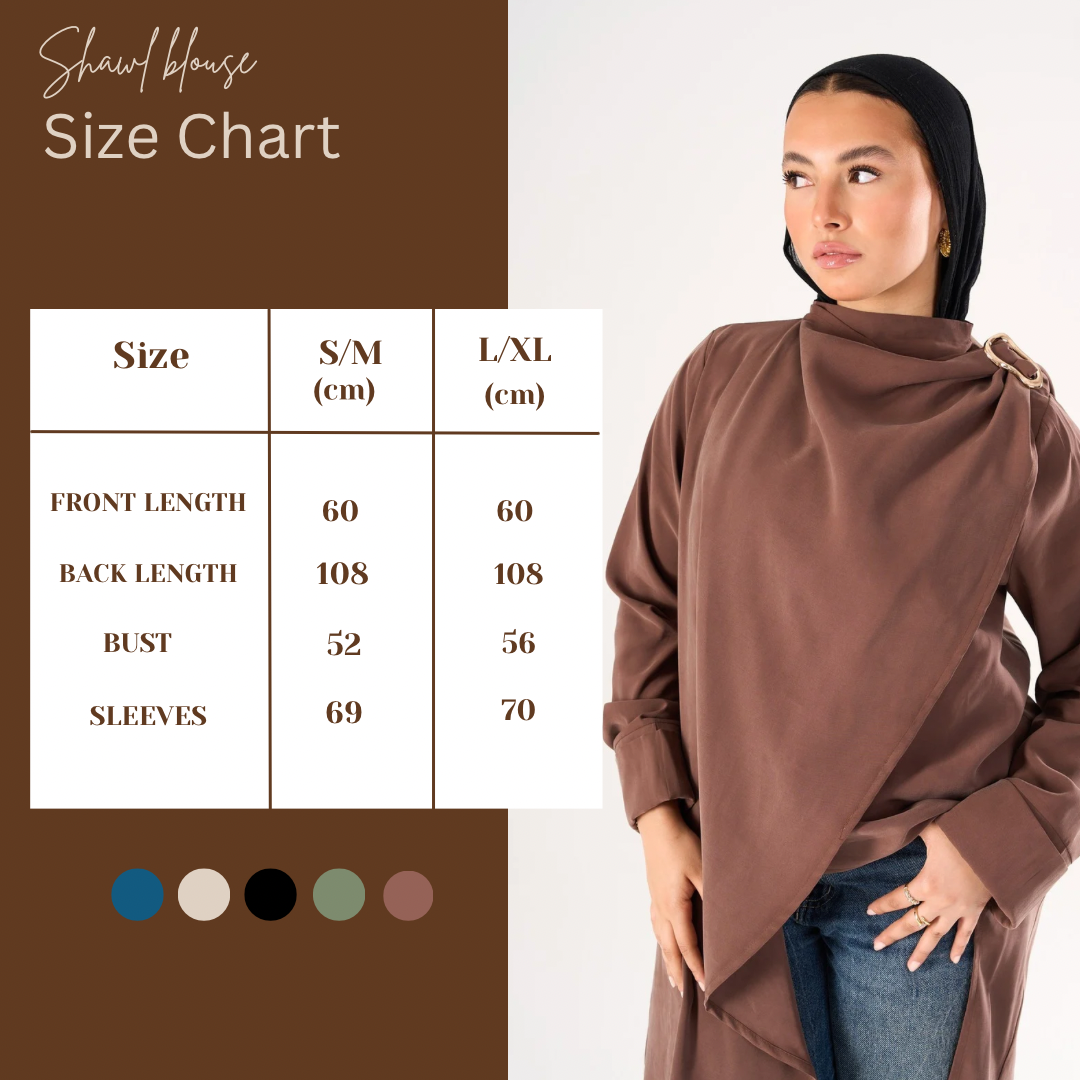 Shawl blouse in Brown