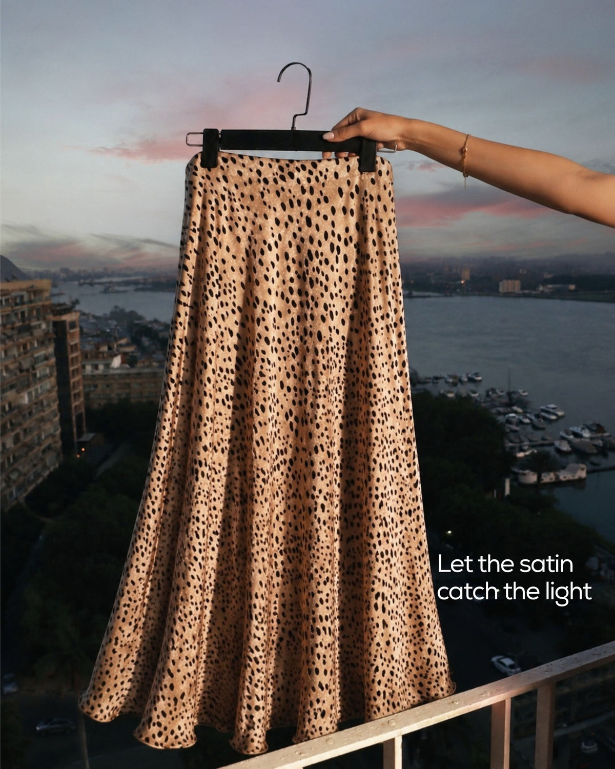 Leopard satin skirt