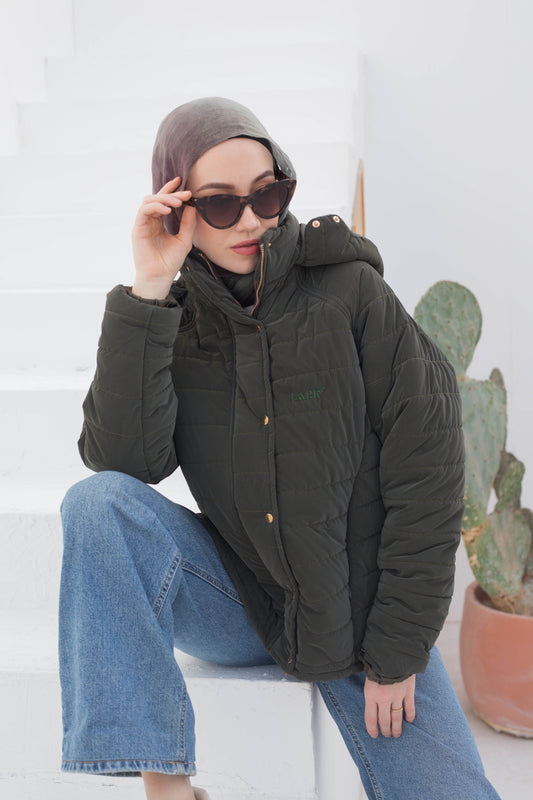 Puffy olive jacket