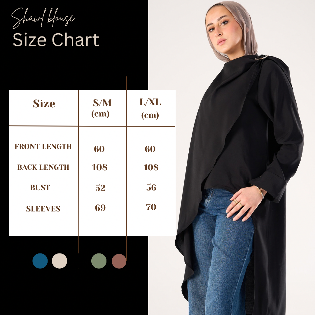 Shawl blouse in Black