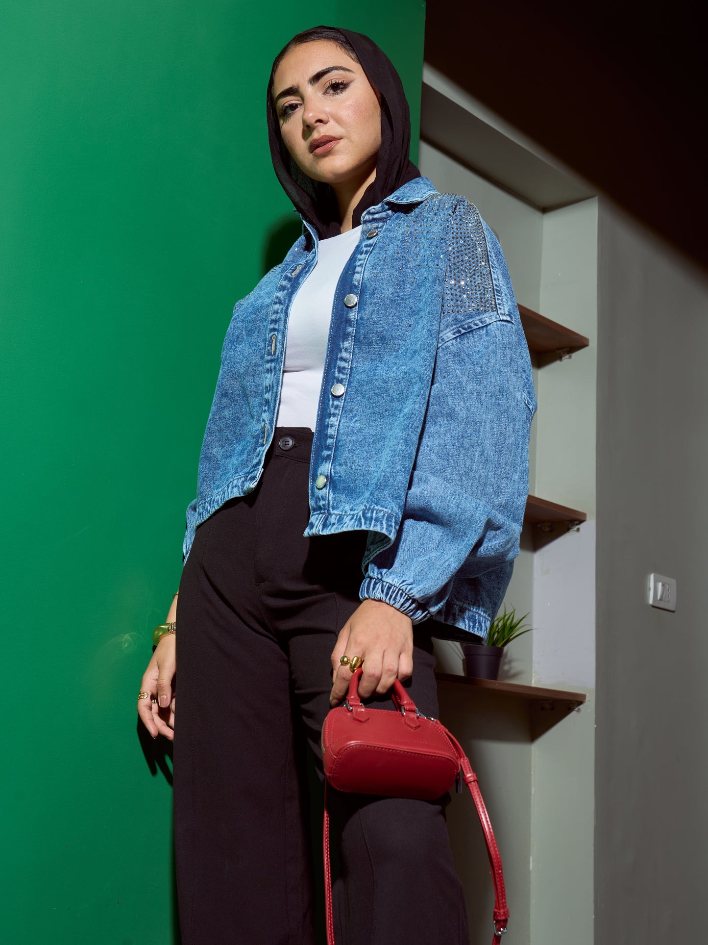 Bling denim oversized jacket