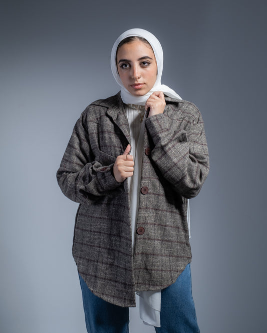 Maroon Wool Shirt Jacket