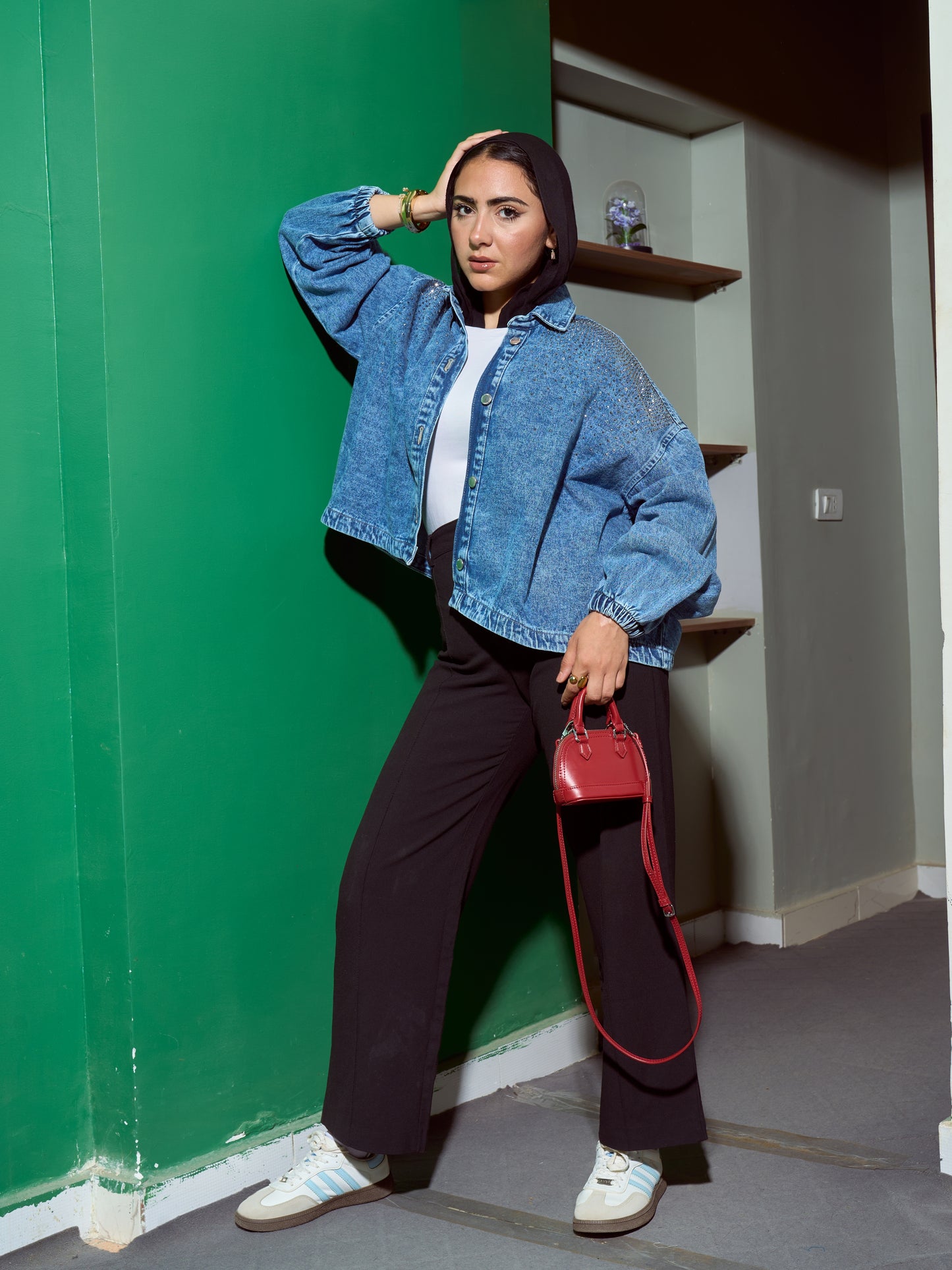 Bling denim oversized jacket