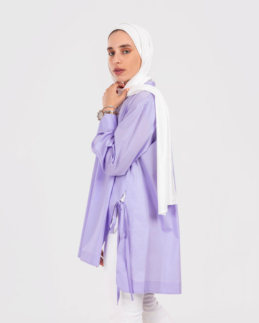 Tie-Up Poplin shirt in lilac