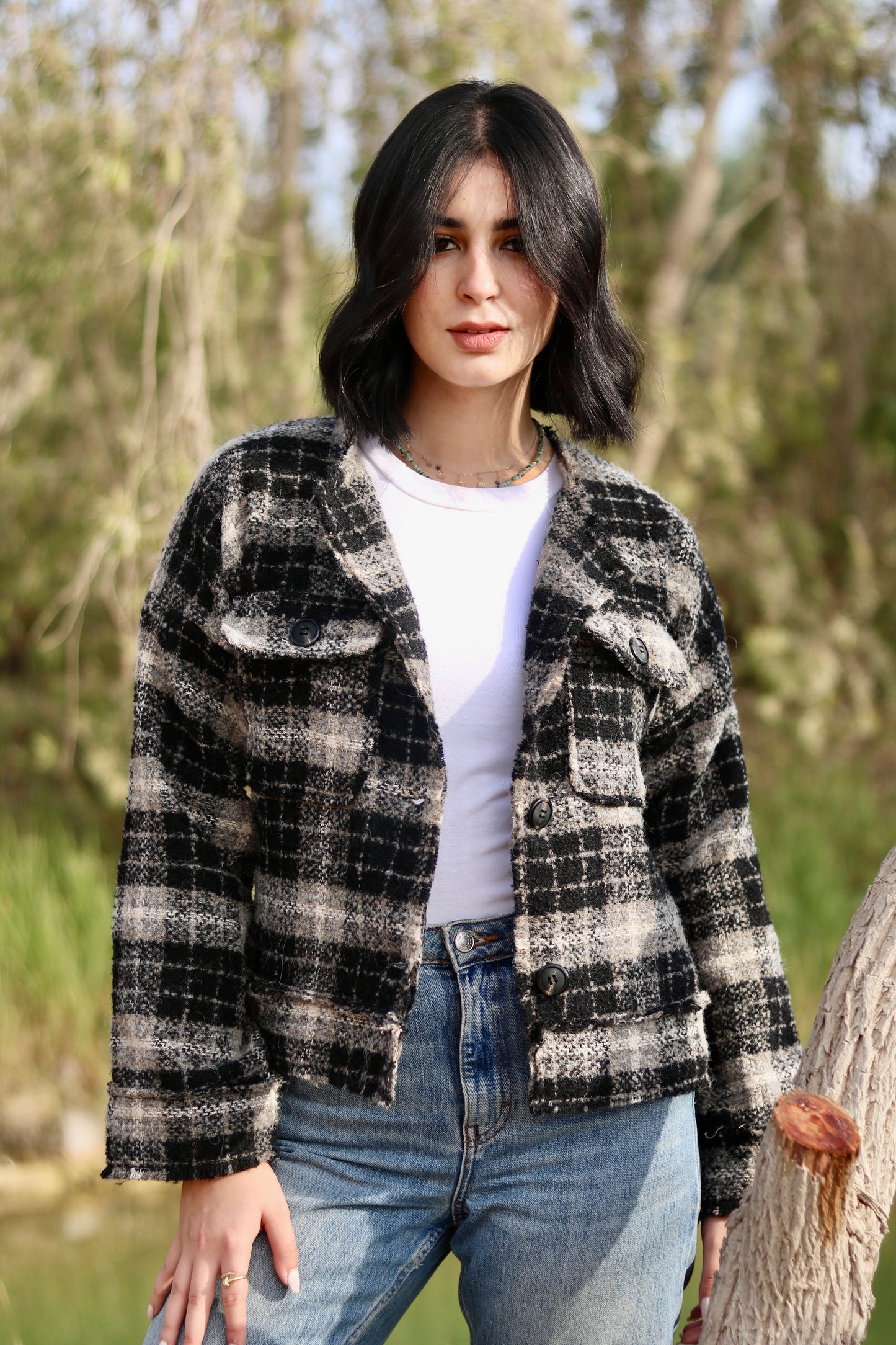 Cropped Fringes wool Jacket