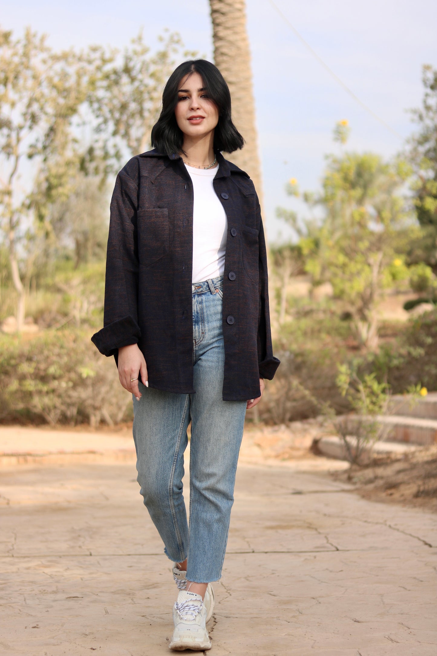 Navy Wool Shirt Jacket