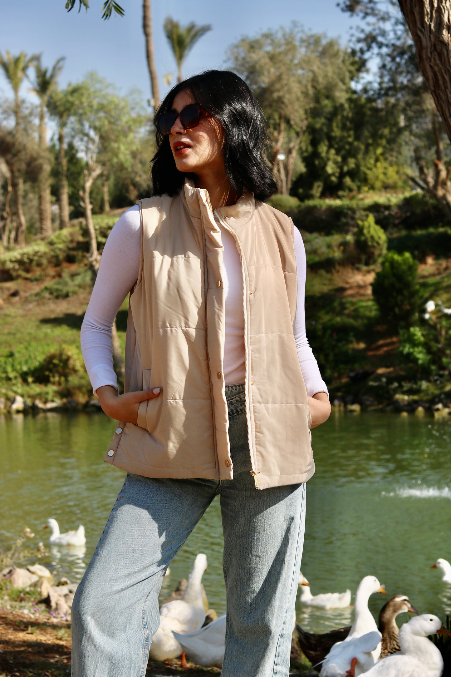 Puffy Beige Vest