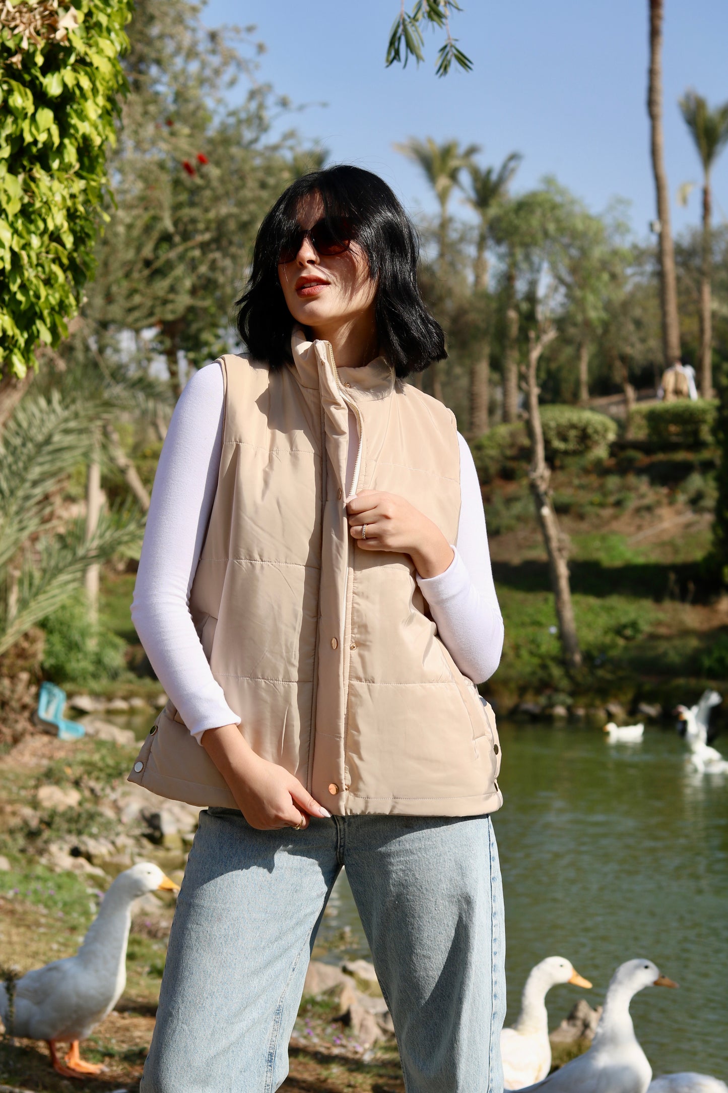 Puffy Beige Vest