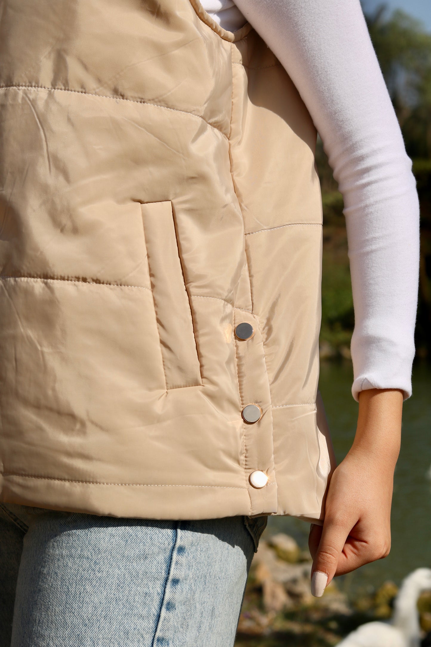 Puffy Beige Vest