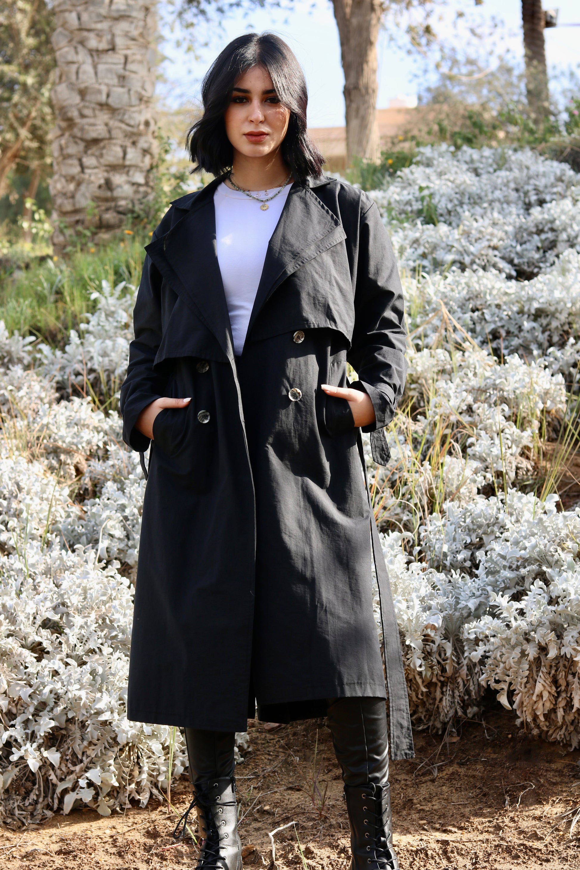 Bliss Trench Coat In Black – lark - Main Image