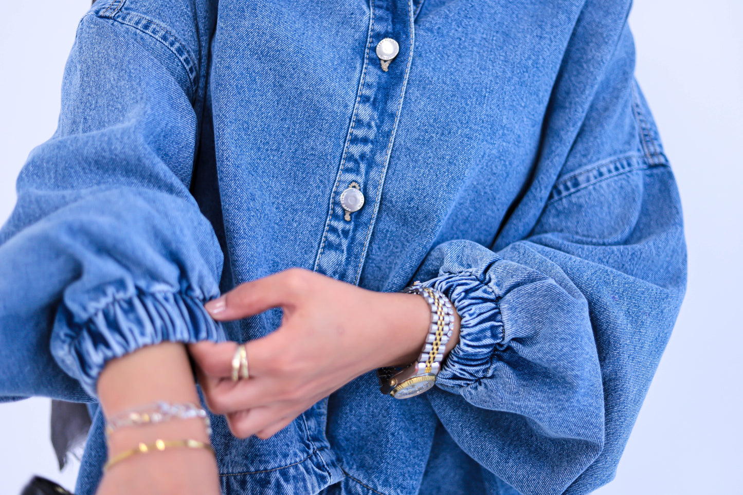 Plain denim oversized jacket