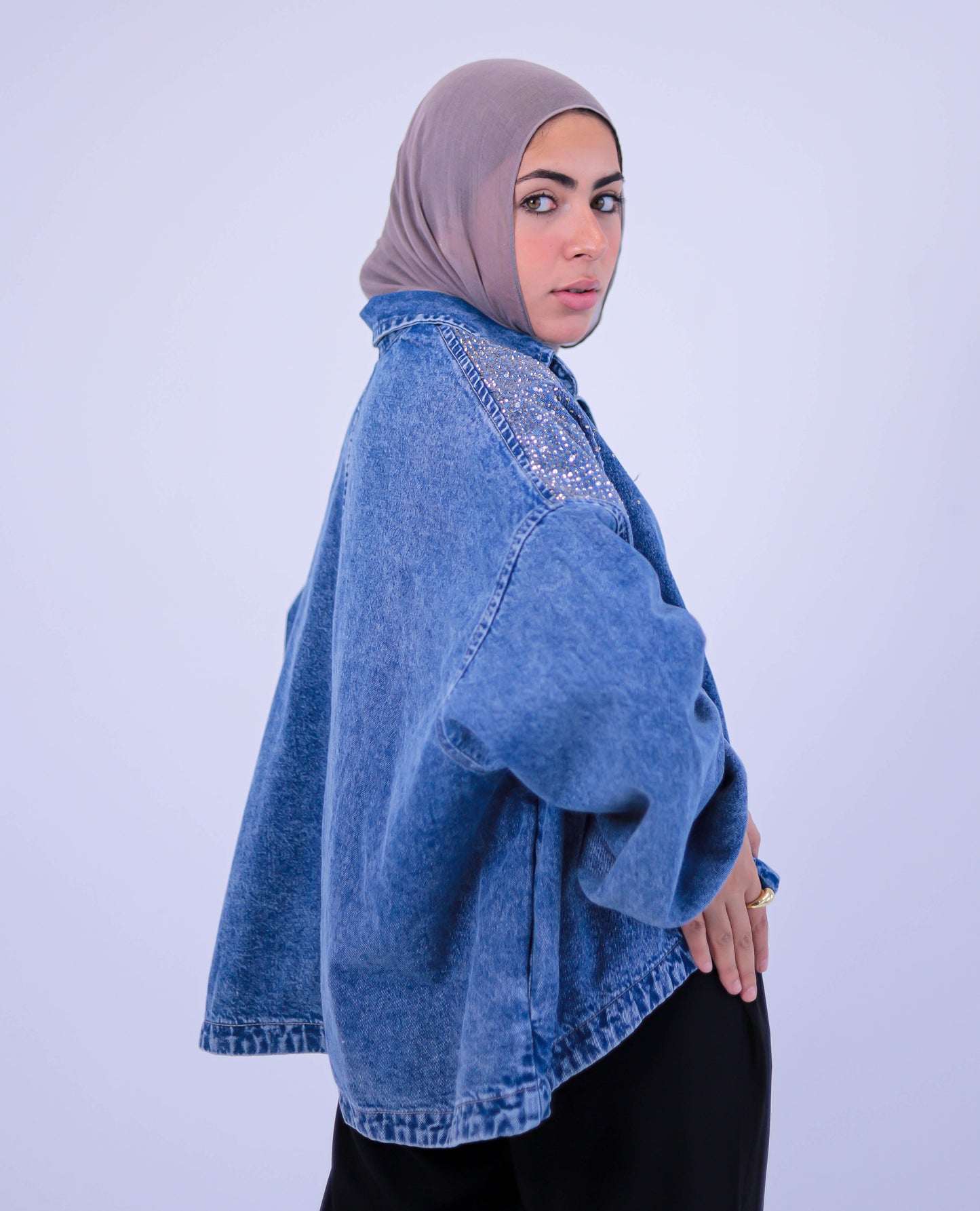 Bling denim oversized jacket