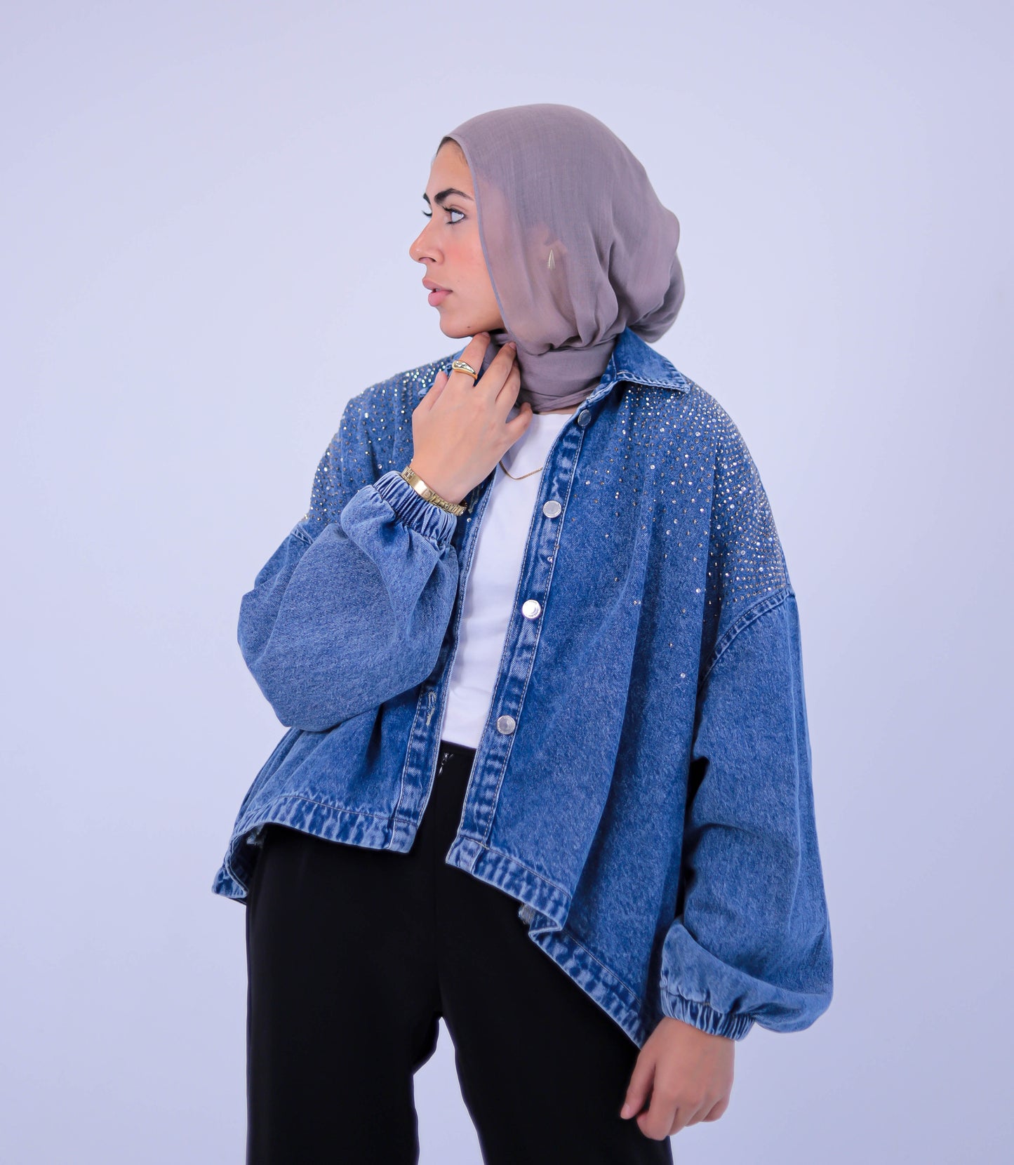 Bling denim oversized jacket