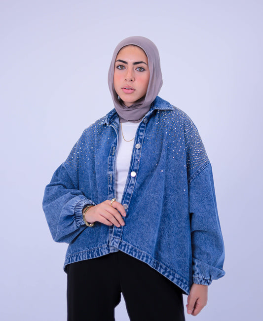 Bling denim oversized jacket